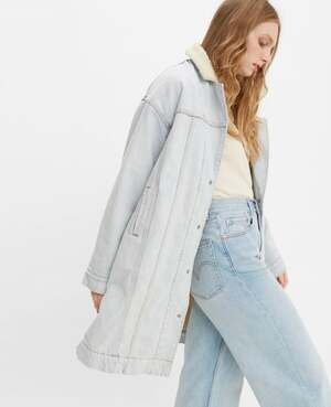 Levi's Women's Reversible Denim Sherpa Long Duster Coat